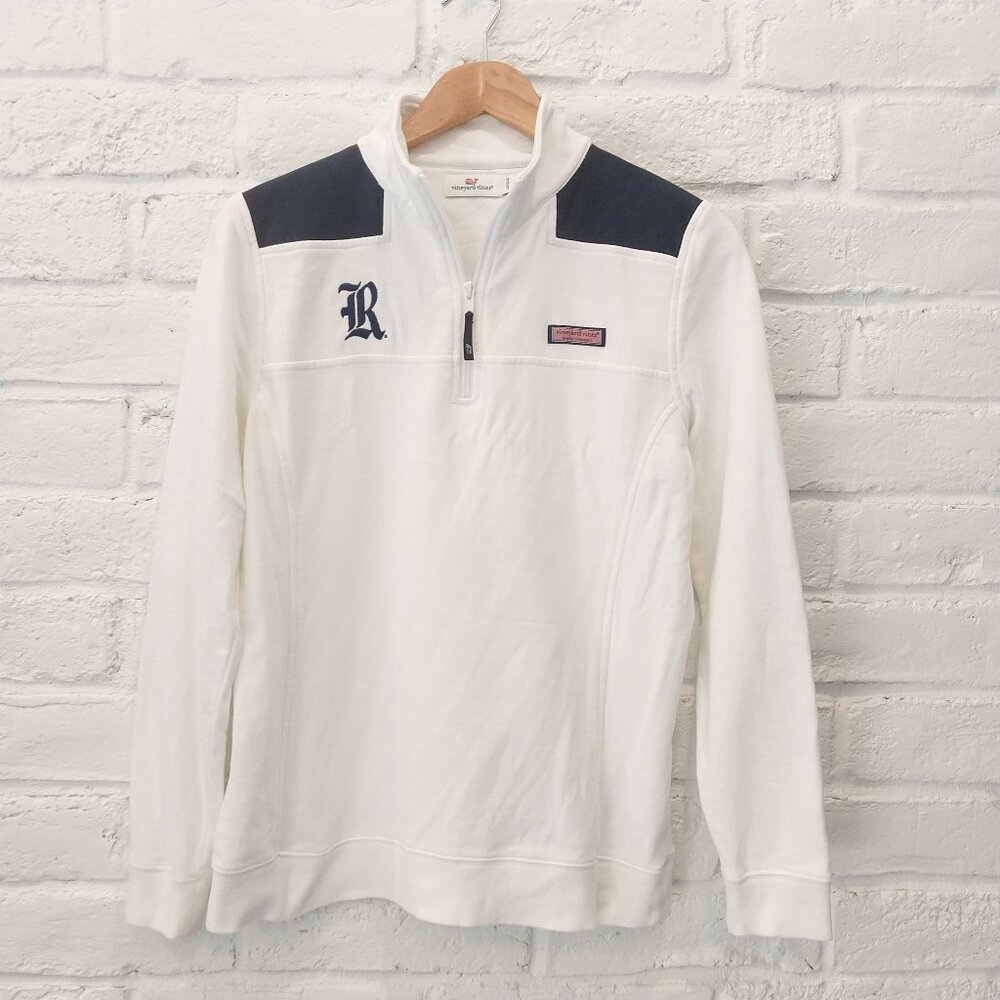 Vineyard Vines Sweater Women Small White 1/4 Zip Pullover Long Sleeve Shep Shirt